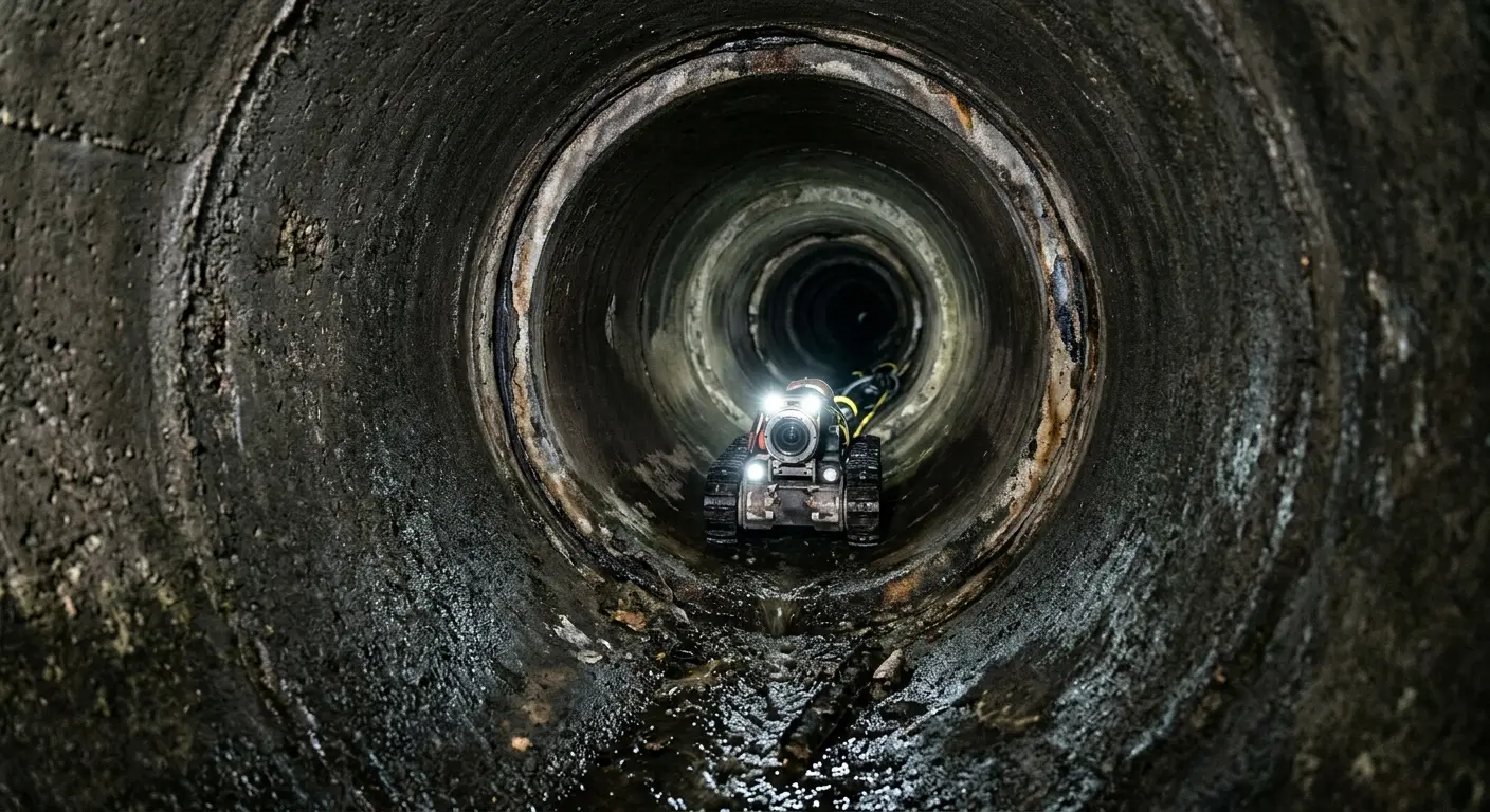 Robotic sewer camera inspecting pipe interior for Sewer Line Repair in Lorton
